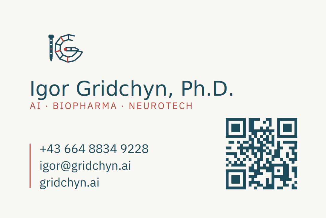 Igor Gridchyn business card, front